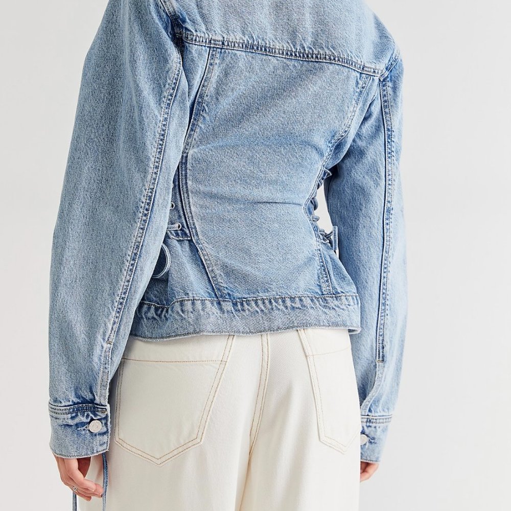 Lana Denim Jacket by Aureta @ Free People XS Color Blue Fawn NWT - Picture 10 of 12